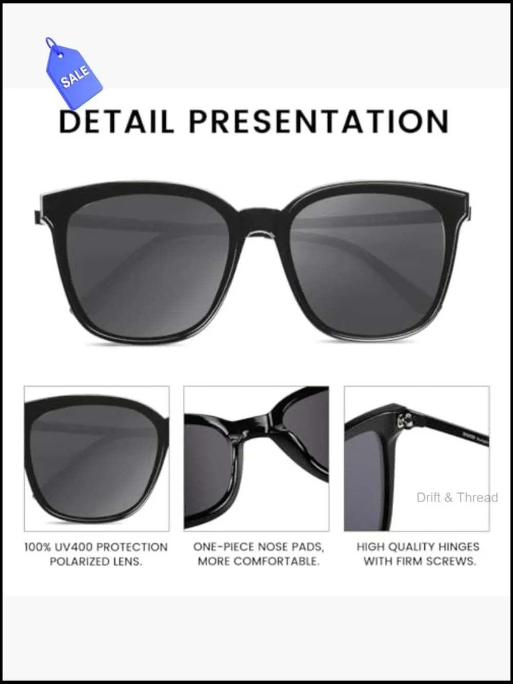 Retro Shield Sunglasses Polarized UV400 Lightweight Oversized Women Round